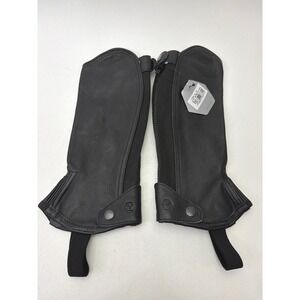 Horze 37294 Black PU‎ Leather Half Chaps Junior Large Equestrian Riding Gear NWT